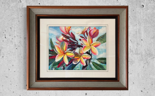 Original paintig "La a Kea O Kekaha" Hawaiian Plumeria Spirit Flower by artist © Christie Marie