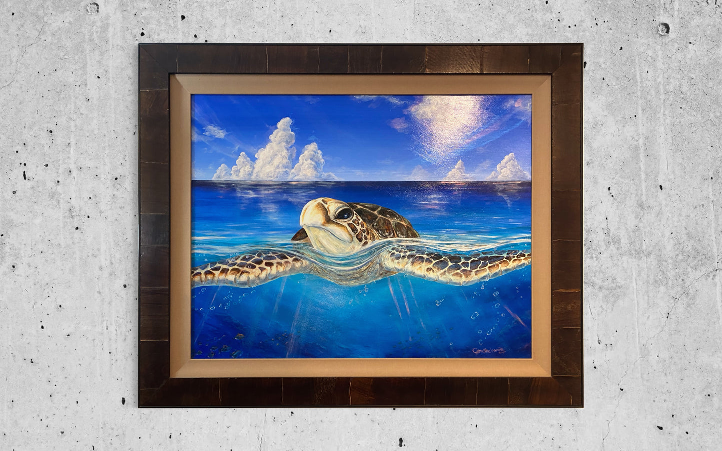 A Peace of the Tropics - Tropical Sea Turtle Art - Large Original Oil Painting - Tropical Hawaiian Ocean Art by Christie Marie E Russell ©