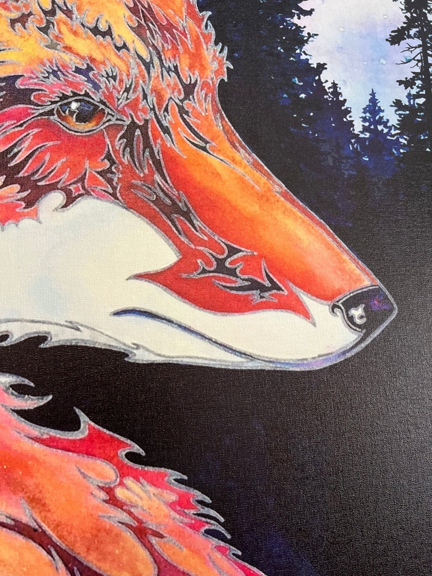 "Spirit Fox"  Fine Art Canvas Print, Mountain Forest, Night Stars with Spirit Fox by artist © Christie Marie