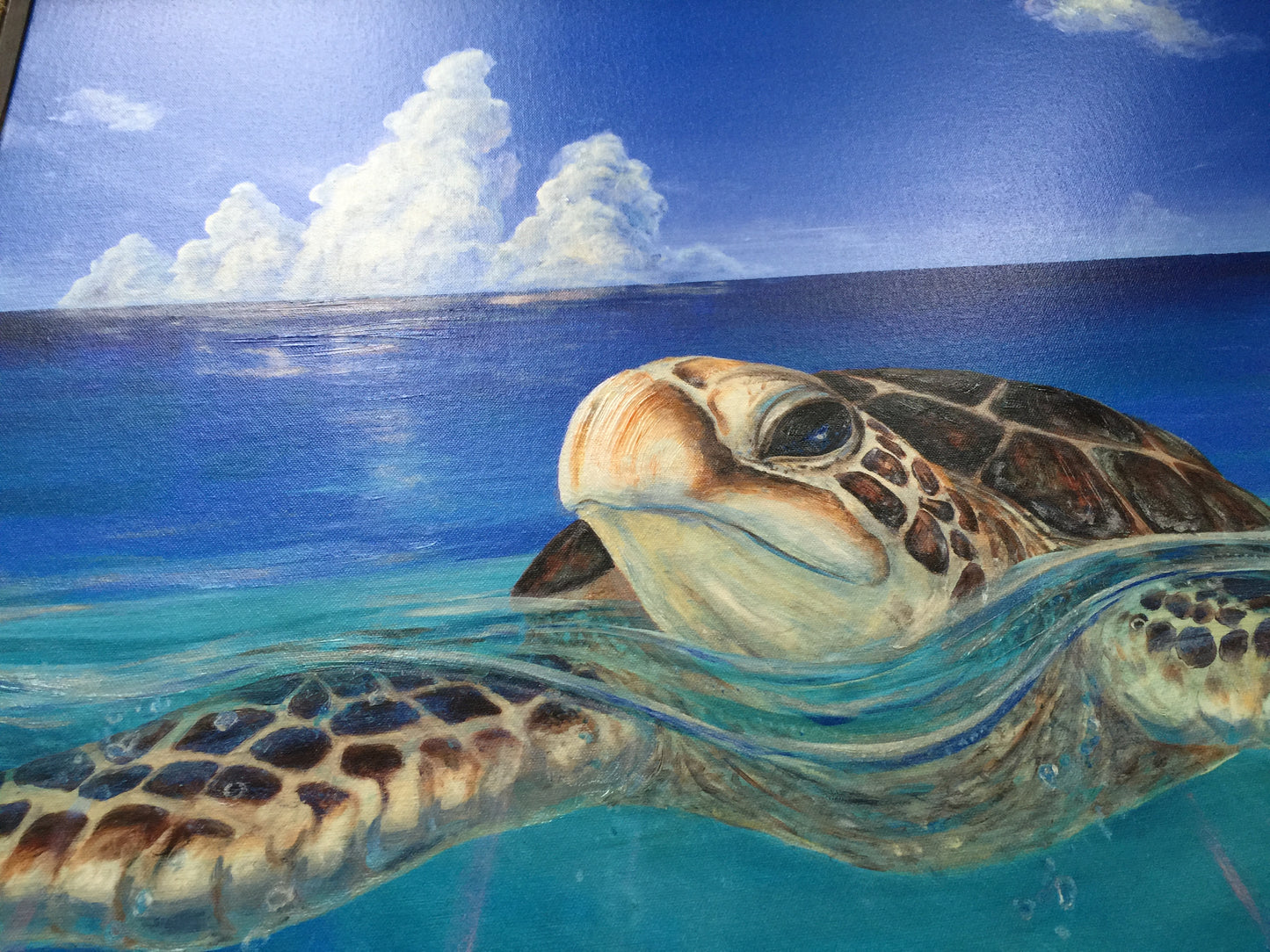 A Peace of the Tropics - Tropical Sea Turtle Art - Large Original Oil Painting - Tropical Hawaiian Ocean Art by Christie Marie E Russell ©