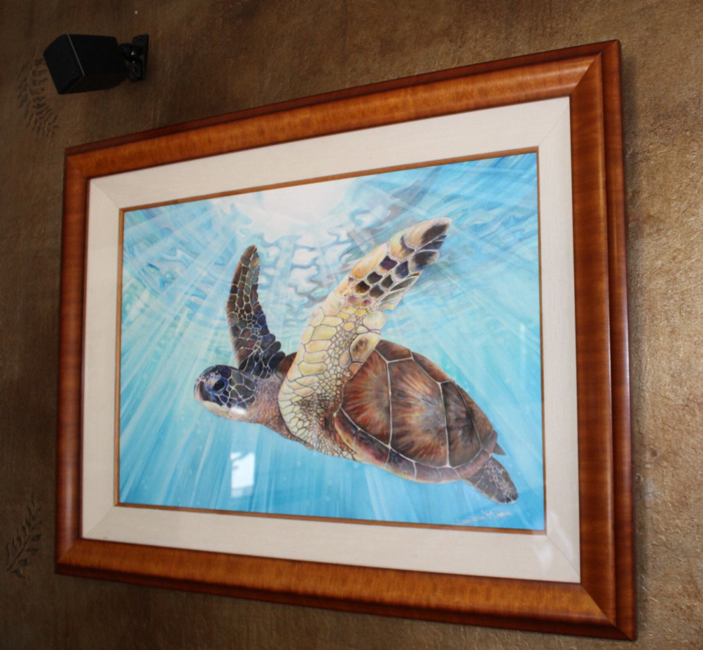 Original Hawaiian Sea Turtle Art Watercolor Painting gemstone paints Aloha Ocean water Nature Fine Art Artist Christie Marie E Russell ©